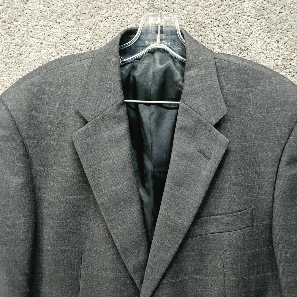 JD Christopher Mens 42R Grey Windowpane Plaid 100% Wool 2-Button Blazer Jacket - Picture 2 of 13